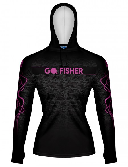 Camiseta de Pesca Feminina com Capuz Camuflado - GOCPZF 01 - EX