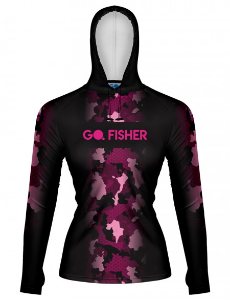 Camiseta de Pesca Feminina com Capuz Camuflado - GOCPZF 04 - P