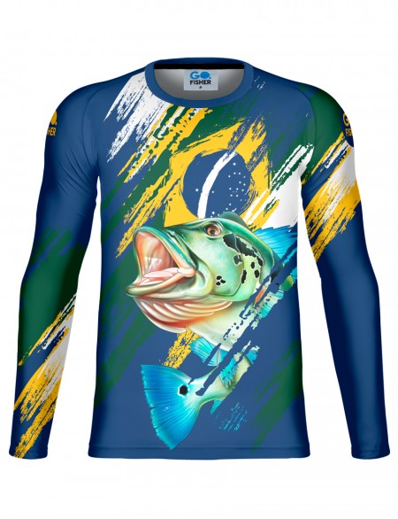 Camiseta de pesca proteção UV50 Tucunaré Brasil - GOCA 01 - M