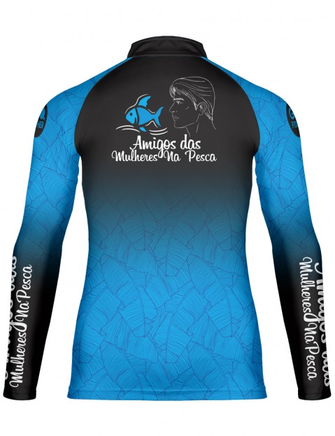 Camiseta De Pesca Masculina Go Fisher UV50+ Amigos das Mulheres na Pesca - Azul