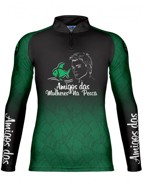 Camiseta De Pesca Masculina Go Fisher UV50+ Amigos das Mulheres na Pesca - Verde