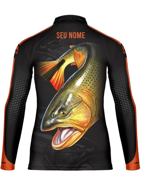 Camiseta de Pesca Go Fisher Action UV Dourado - GF 04 - Personalizada