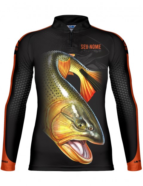 Camiseta de Pesca Go Fisher Action UV Dourado - GF 04 - Personalizada