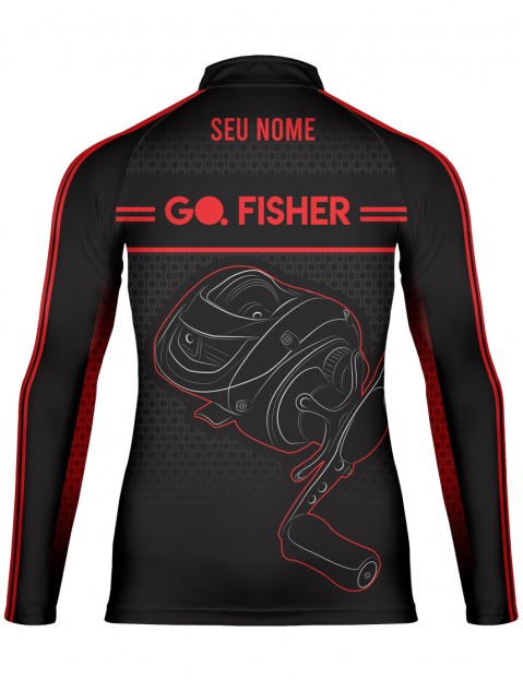 Camiseta de Pesca Go Fisher Action UV Carretilha - GF 10 - Personalizada