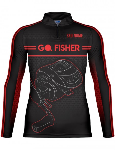 Camiseta de Pesca Go Fisher Action UV Carretilha - GF 10 - Personalizada