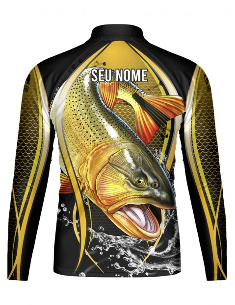 Camiseta de Pesca infantil Go Fisher Action UV Dourado - GO 09 - Personalizada