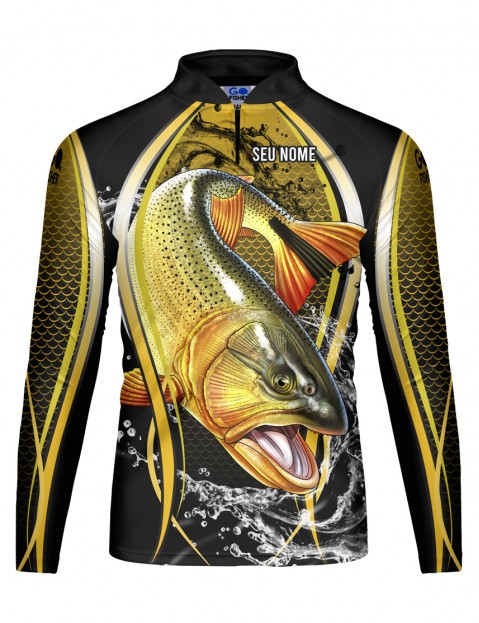 Camiseta de Pesca infantil Go Fisher Action UV Dourado - GO 09 - Personalizada