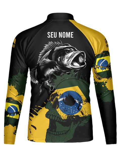 Camiseta de Pesca Infantil Go Fisher Tucuna BR Skull - GOSK 02 - Personalizada