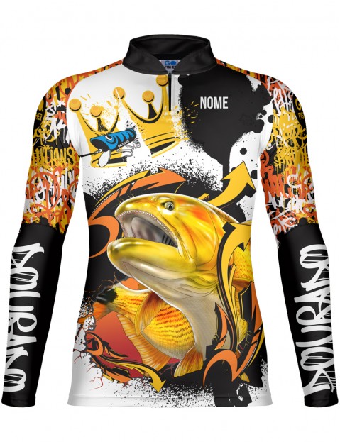 Camiseta De Pesca Go Fisher UV50+ Dourado Limited Edition - Personalizada